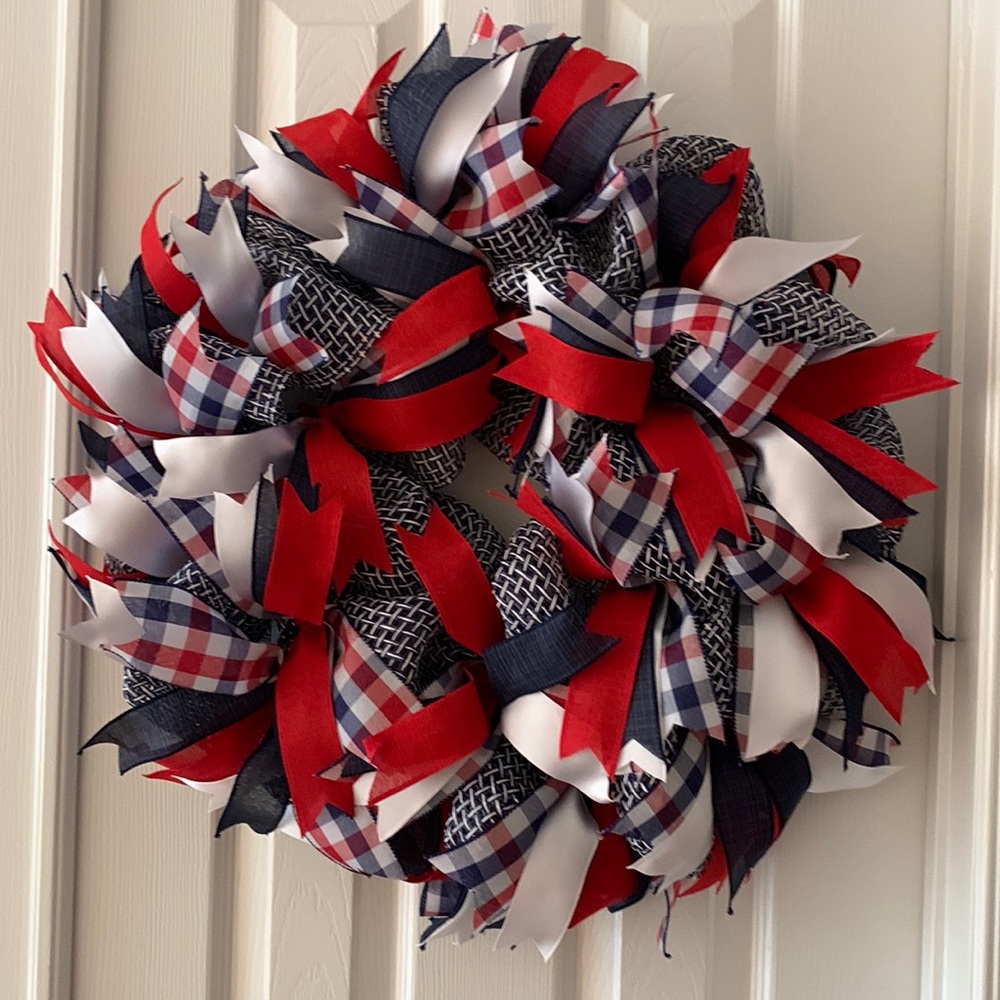 Red white and blue patriotic wreath